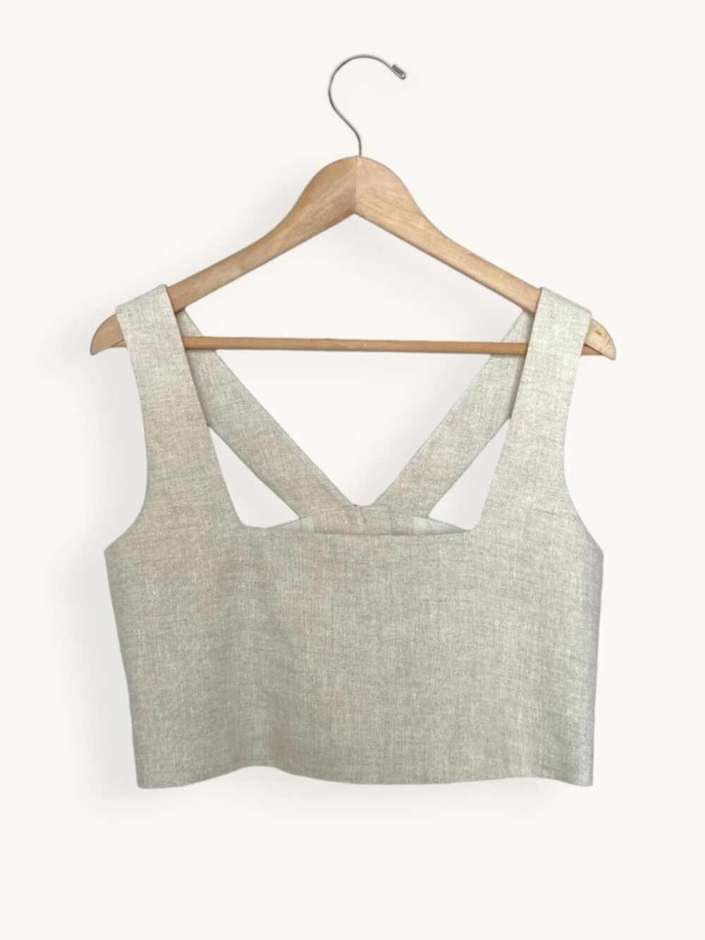 L'Academie The Rochelle Crop Top, Beige Linen, Small - NWOT